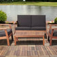 Outdoor Deep Seating Wood Furniture Set 4 Pc Sofa Chairs Coffee Table Cushions