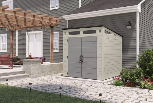 Tool Garden Storage Shed 7' x 7' Resin Locking Outdoor Steel Frame Suncast