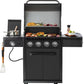 Large 4 Burner Gas Grill 51200 BTU 500 sq in LP Propane w/ Side Burner & Cover