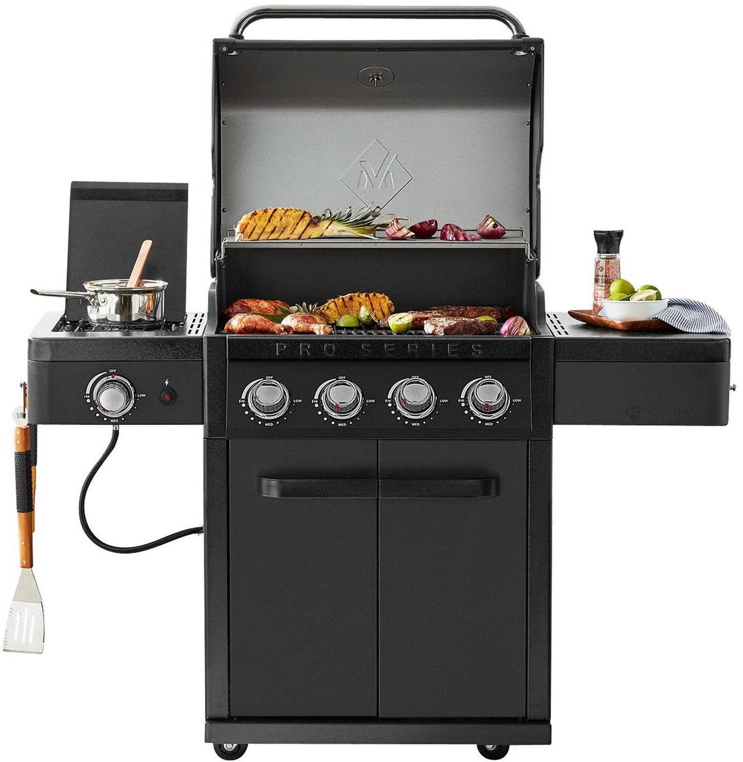 Large 4 Burner Gas Grill 51200 BTU 500 sq in LP Propane w/ Side Burner & Cover