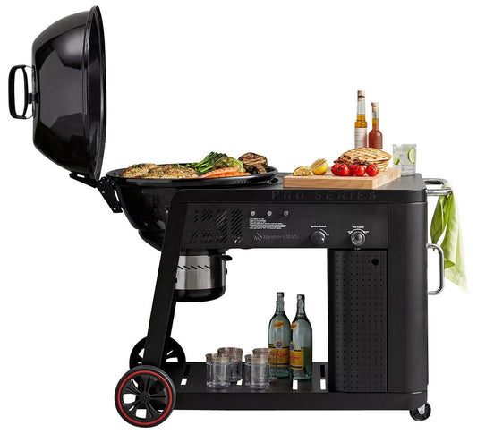 Pro Series Large Gas Assist Charcoal Grill Cast Iron Grates With Tabletop