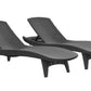 Two Chaise Lounge Chairs Outdoor Wicker Adjustable Back Pool Deck Seating Keter