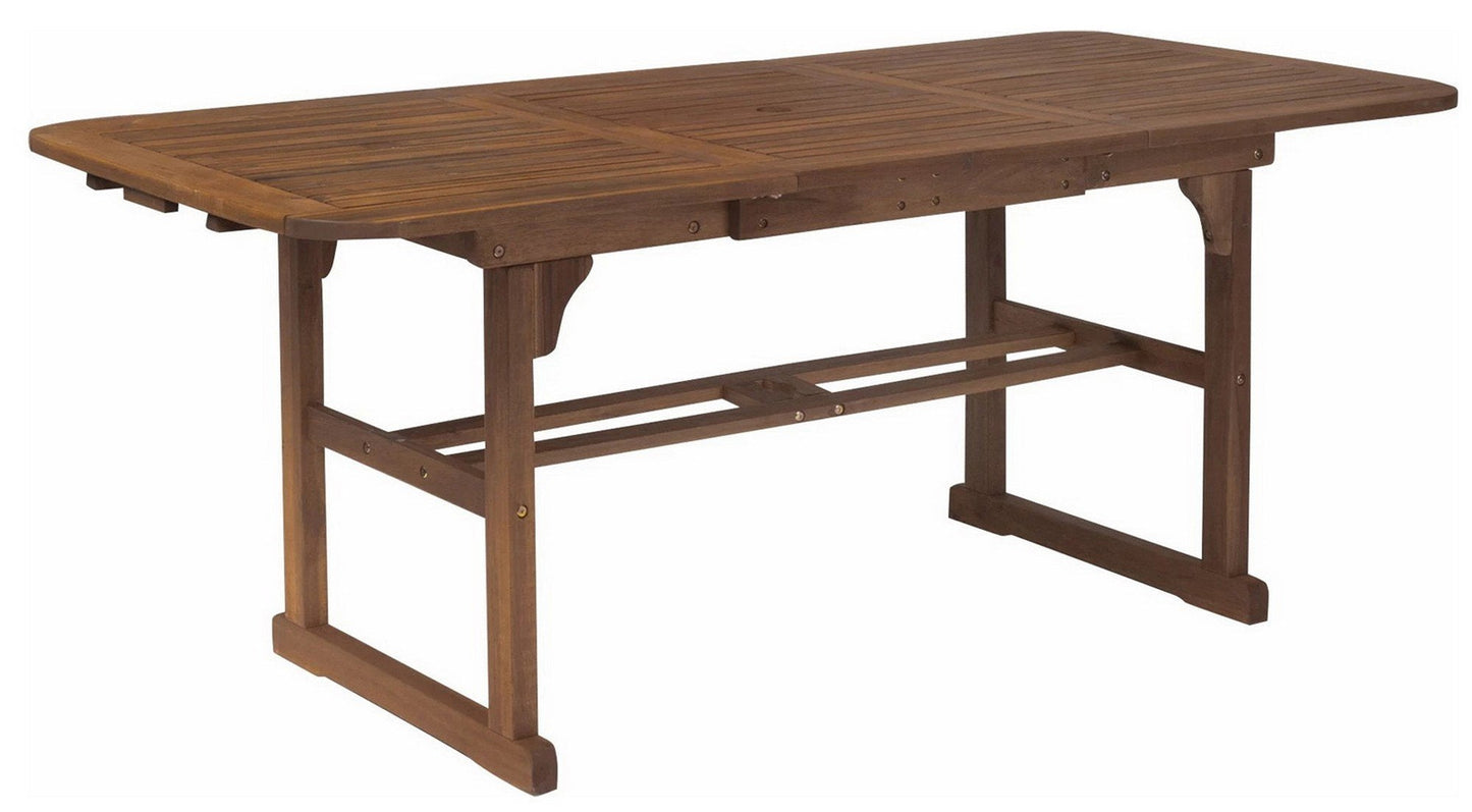 W. Trends Large Outdoor Hunter Acacia Wood Extendable Dining Table