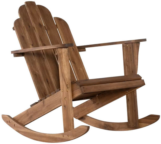 Teak Wood Porch Rocker Outdoor Rocking Chair Adirondack Patio Wooden Brown Big