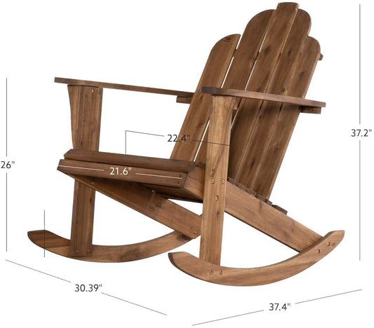 Teak Wood Porch Rocker Outdoor Rocking Chair Adirondack Patio Wooden Brown Big