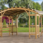 Huge 14' x 10' Solid Cedar Wood Pergola Gazebo Fabric Roof Top Heavy Duty