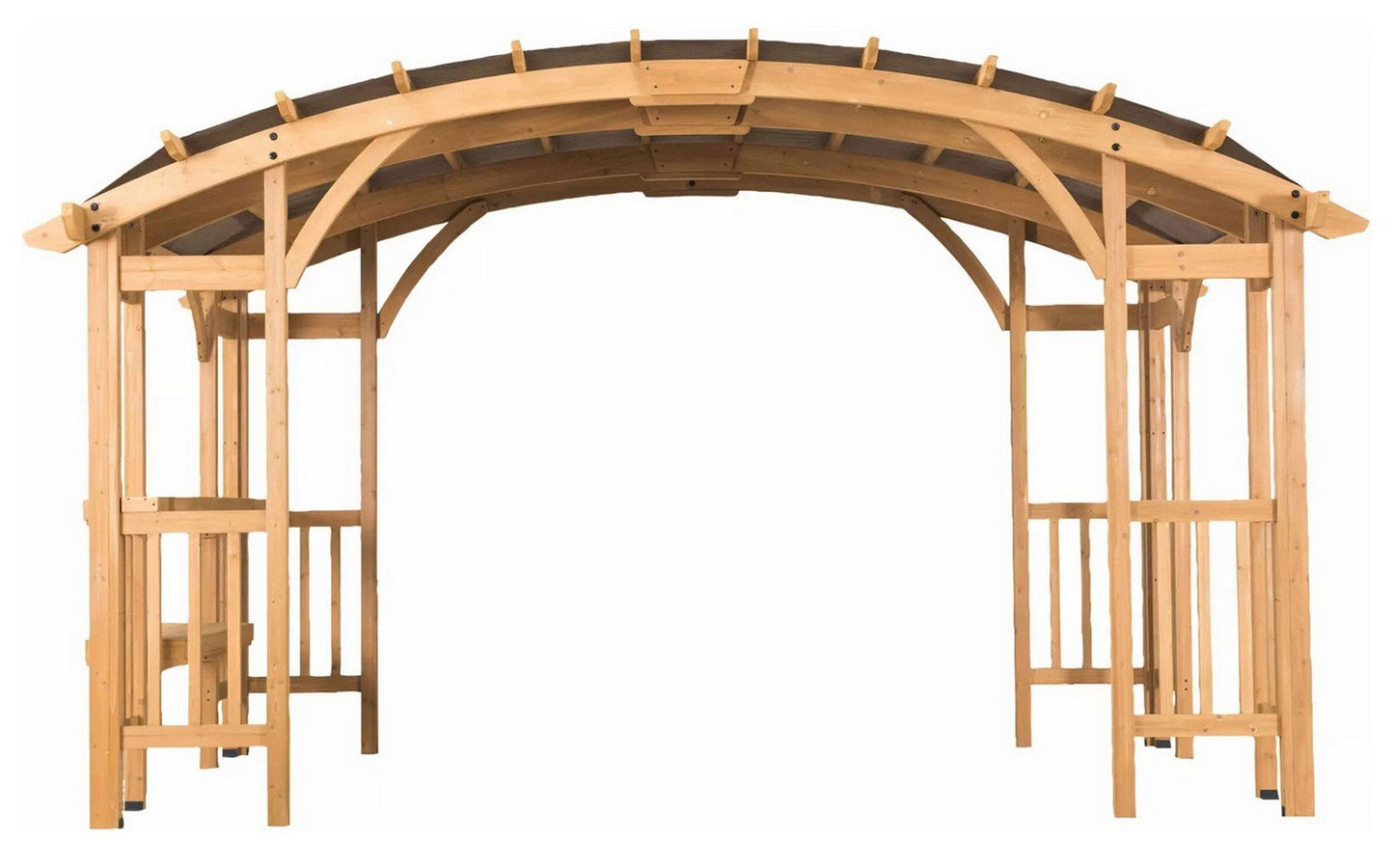 Huge 14' x 10' Solid Cedar Wood Pergola Gazebo Fabric Roof Top Heavy Duty