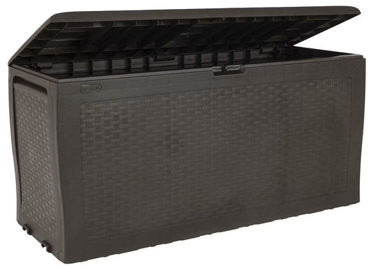 Keter 70 Gallon Outdoor Patio Storage Deck Box Gray Rattan Brown Plastic