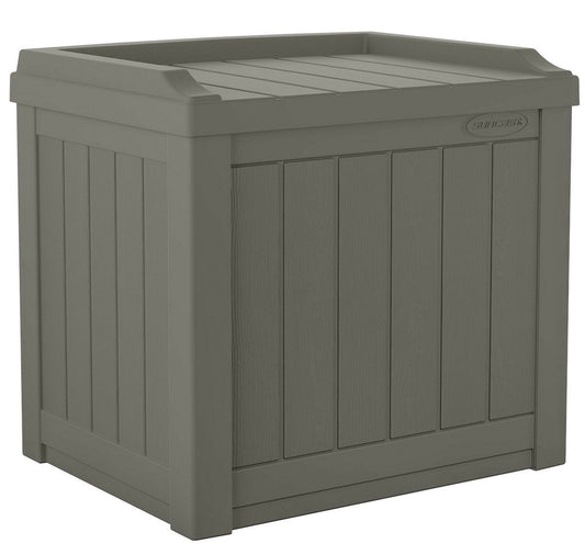 Suncast 22 Gallon Deck Storage Box Gray Plastic Patio Seat Garage