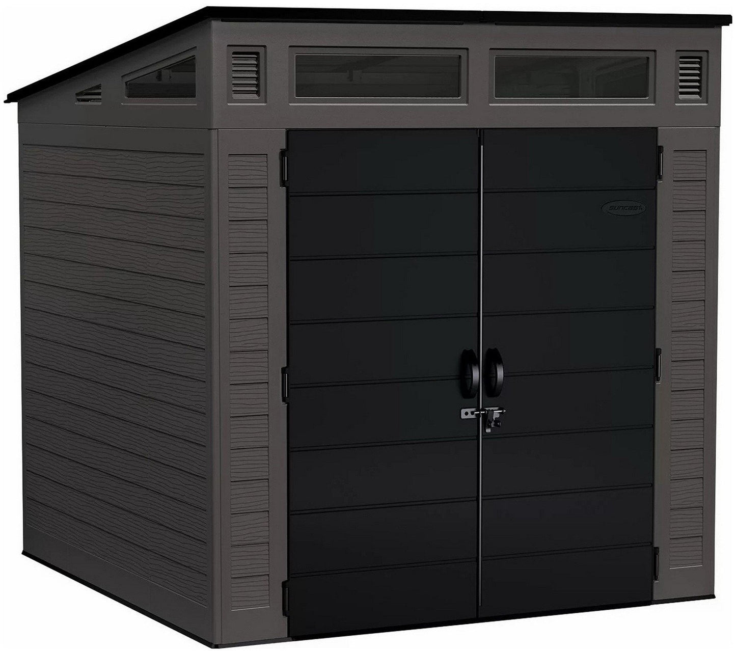 Suncast Large Outdoor Tool Garden Storage Shed 7' x 7' Resin Locking Steel Frame