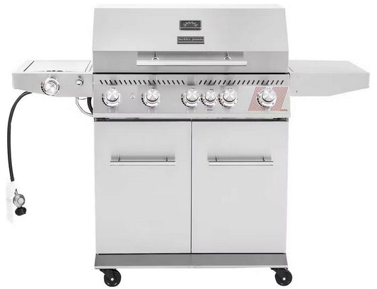 5 Burner Stainless Steel Propane Gas Grill with Cabinet Side Burner 80,000 BTU