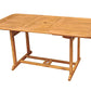 Outdoor Extendable Acacia Wood Dining Table Hardwood 35" x 55" to 79" With Leaf