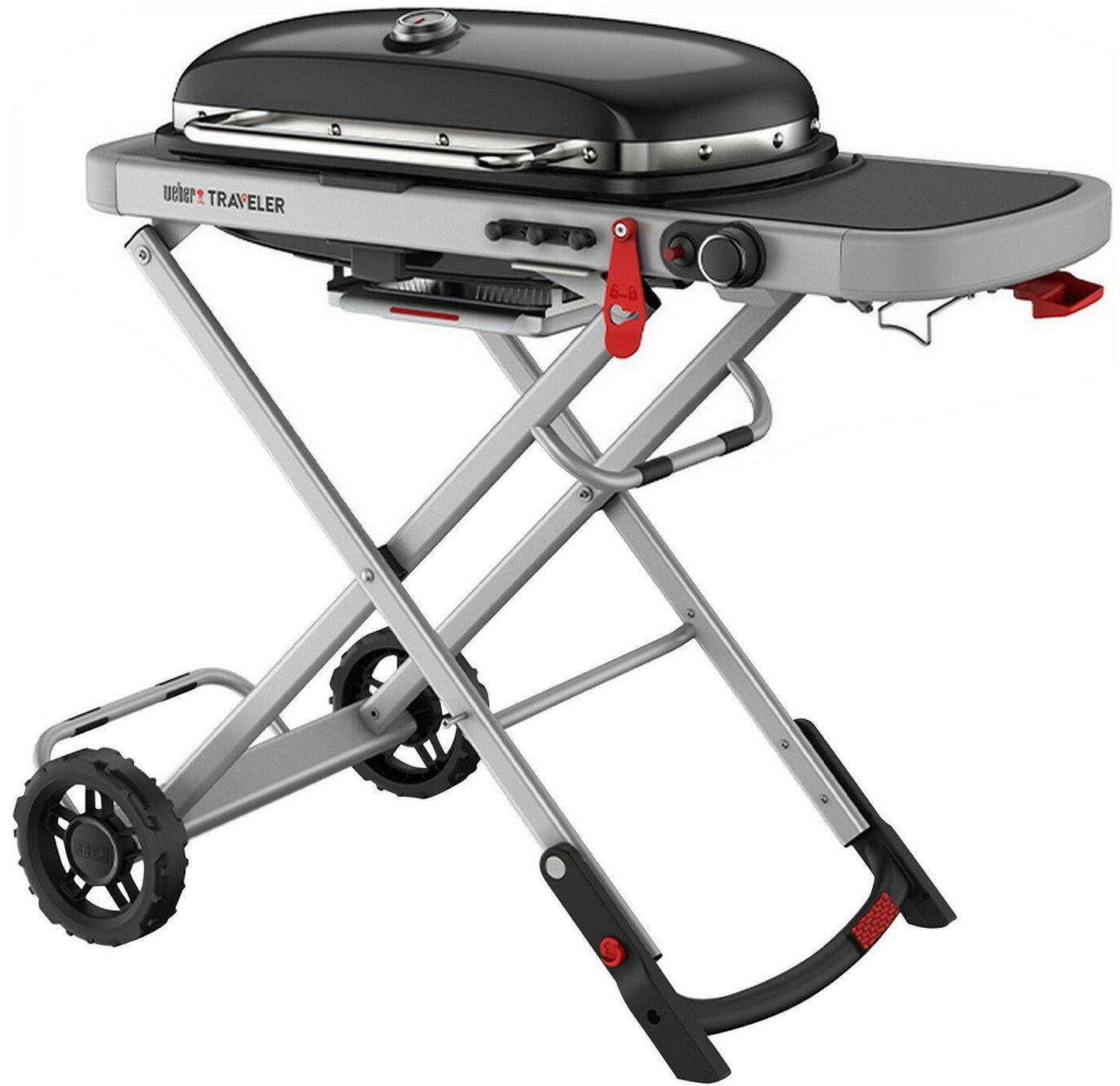 Weber Traveler Gas Outdoor BBQ Grill with 7' RV Propane Hookup Hose 320 Sq In