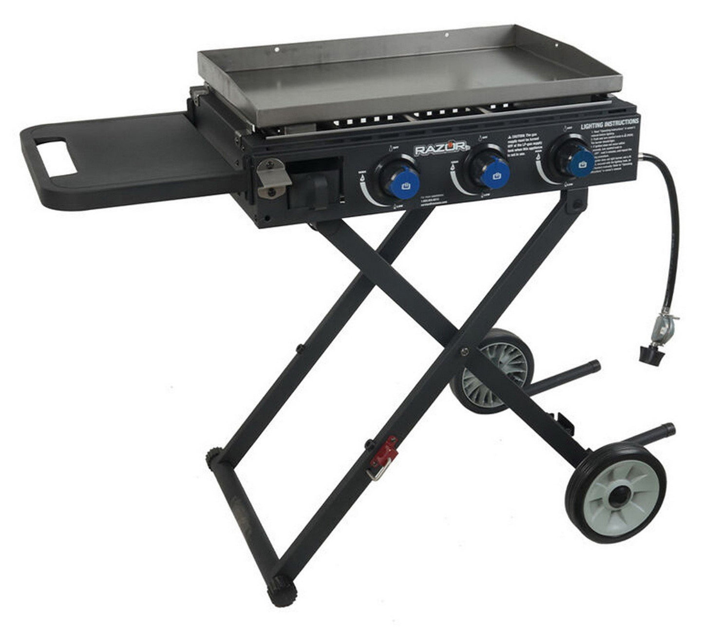 Razor 3 Burner Portable Griddle Collapsible Grill with Cart 30,000 BTU