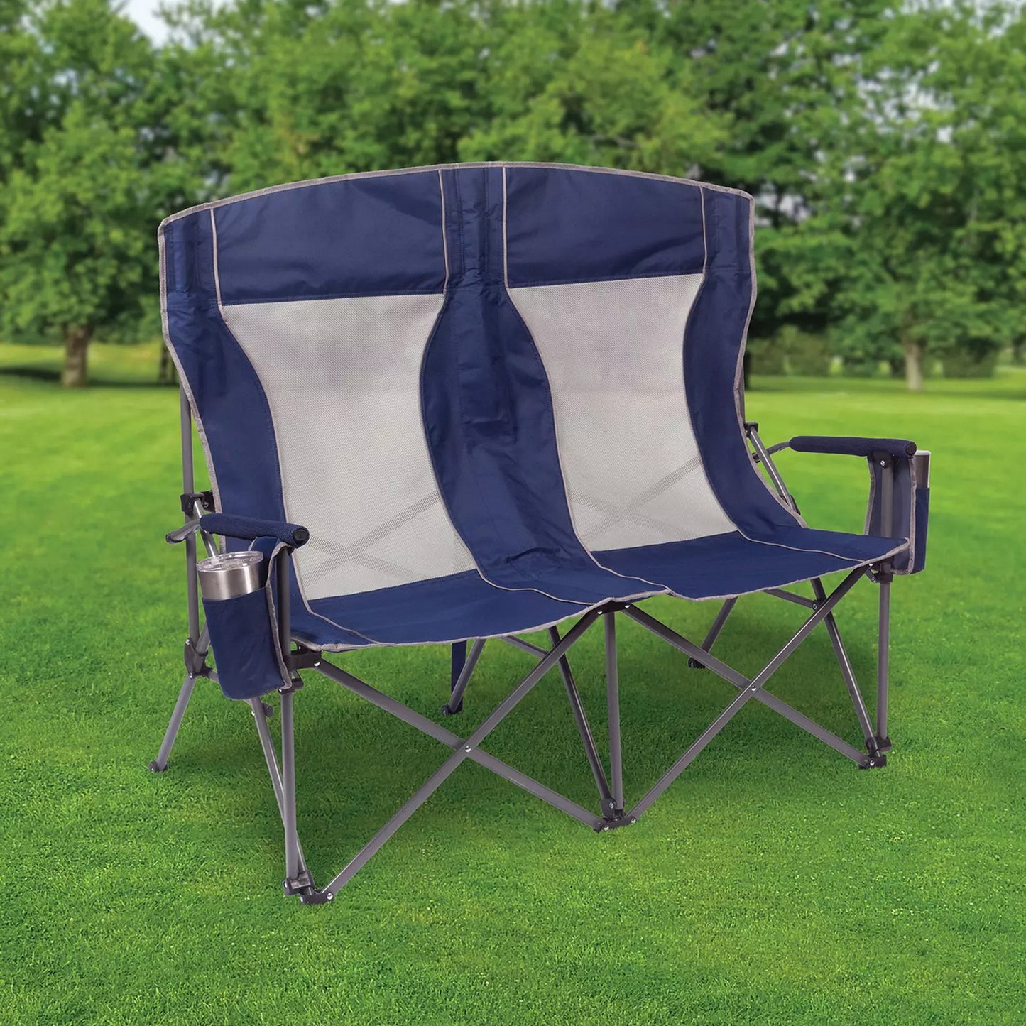 Oversized Folding Portable Camping Arm Chair Outdoor Double Wide