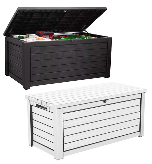 Keter 165 Gallon Outdoor Deck Box Patio Storage 2 Seat Bench Weatherproof Resin