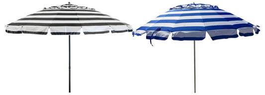 8' Beach Patio Market Tilt Umbrella w/ Auger Tip Carry Bag Blue or Black Stripes