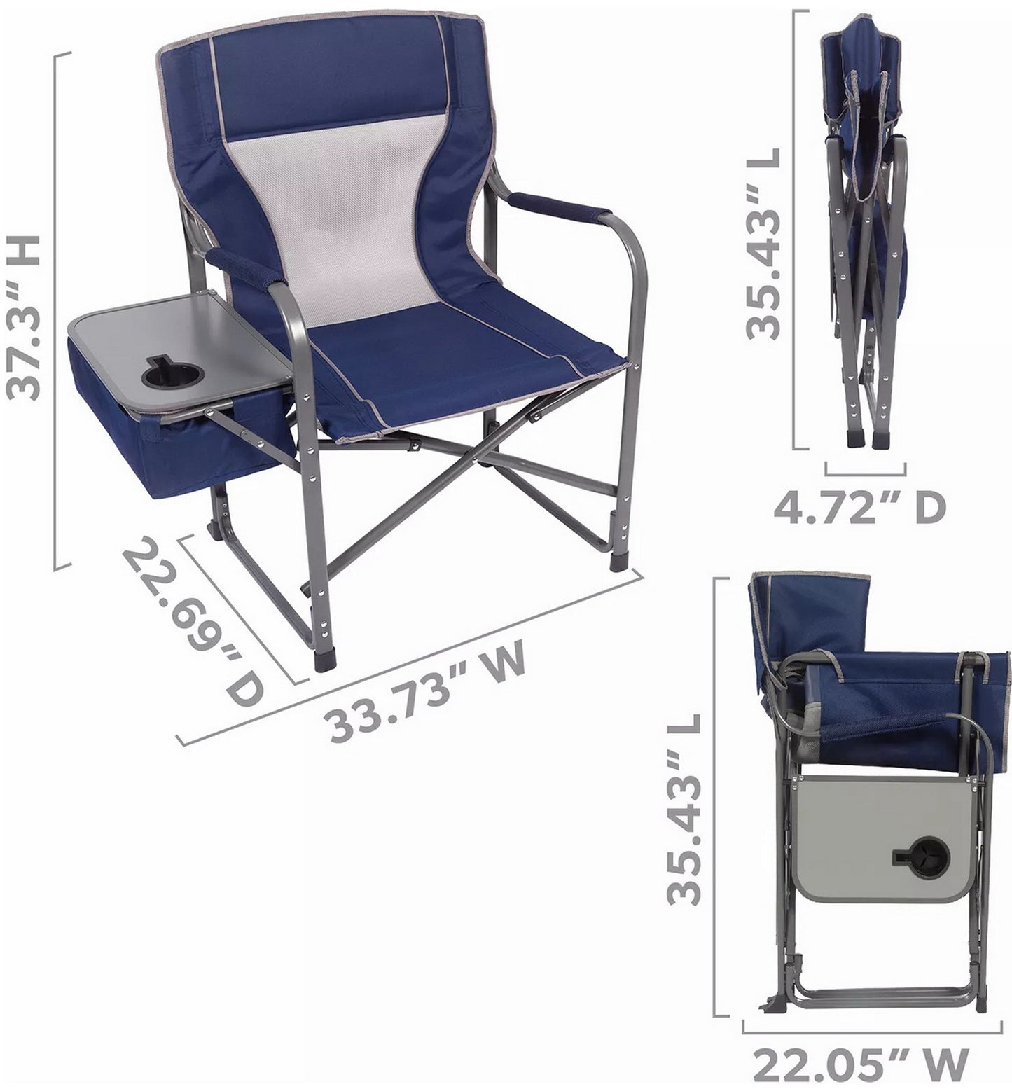 Oversized Directors Outdoor Camping Folding Chair 12 Can Cooler & Side Table