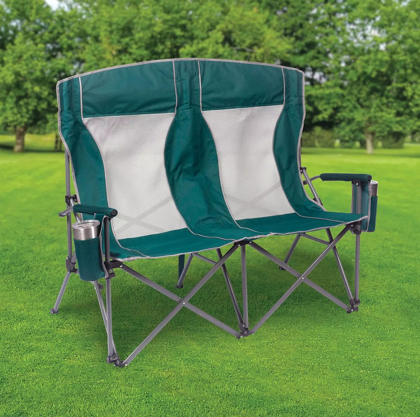 Oversized Folding Portable Camping Arm Chair Outdoor Double Wide