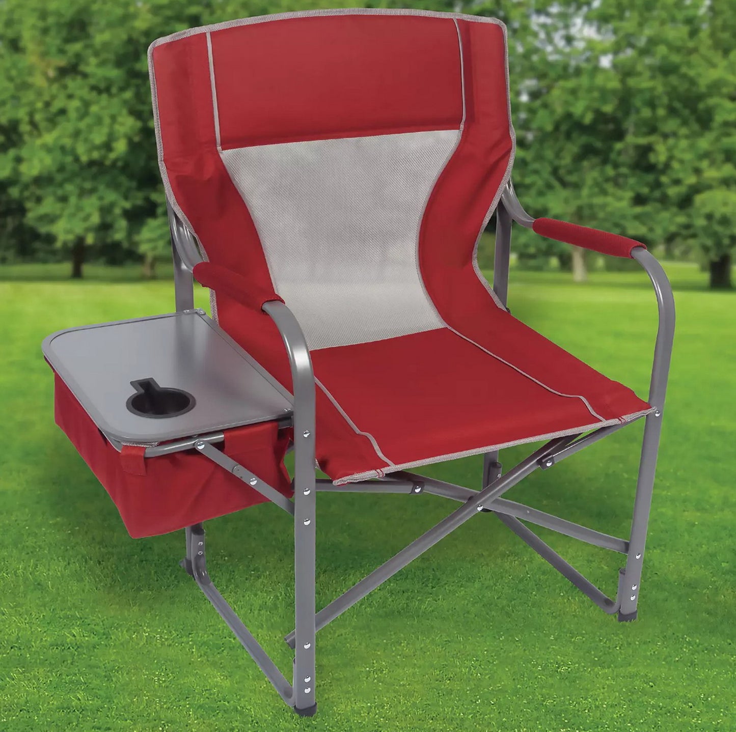 Oversized Directors Outdoor Camping Folding Chair 12 Can Cooler & Side Table