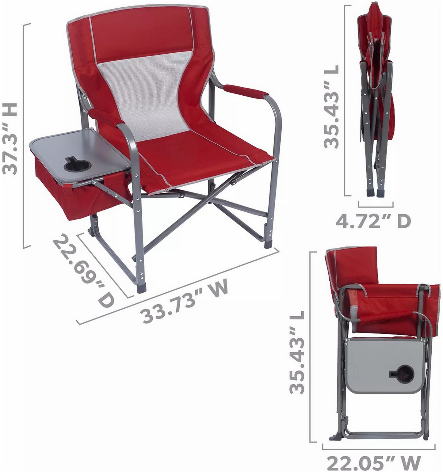 Oversized Directors Outdoor Camping Folding Chair 12 Can Cooler & Side Table