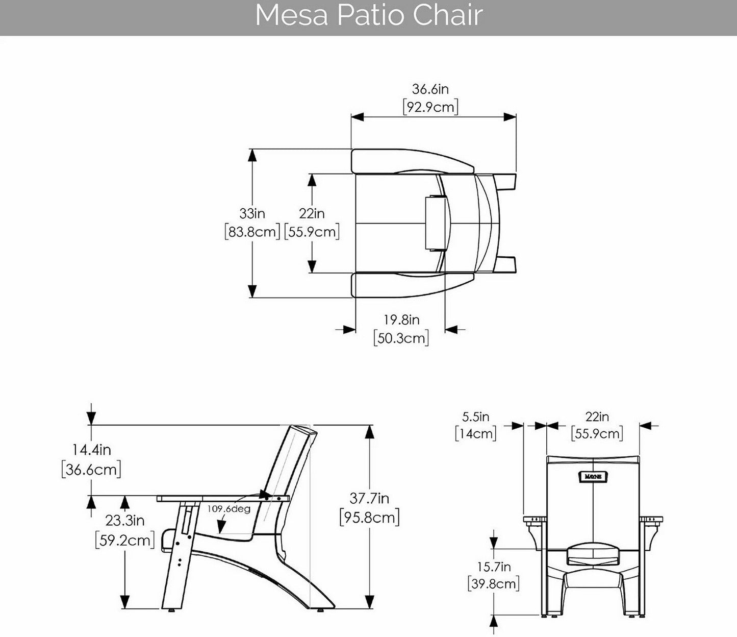 Mayne Mesa 3 pc Resin & Cedar Wood Outdoor Furniture Seating Set 2 Chairs Table