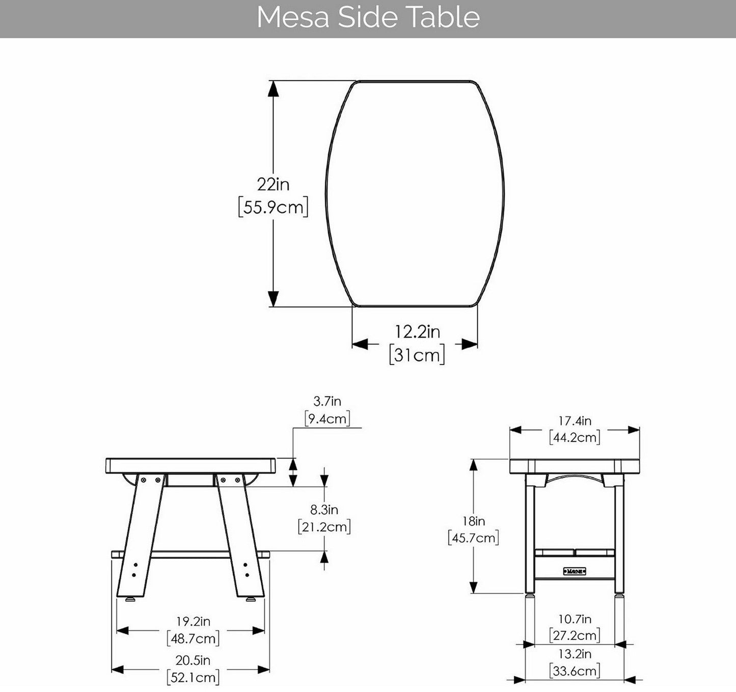 Mayne Mesa 3 pc Resin & Cedar Wood Outdoor Furniture Seating Set 2 Chairs Table