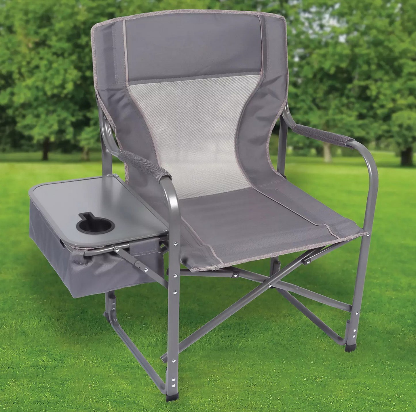 Oversized Directors Outdoor Camping Folding Chair 12 Can Cooler & Side Table