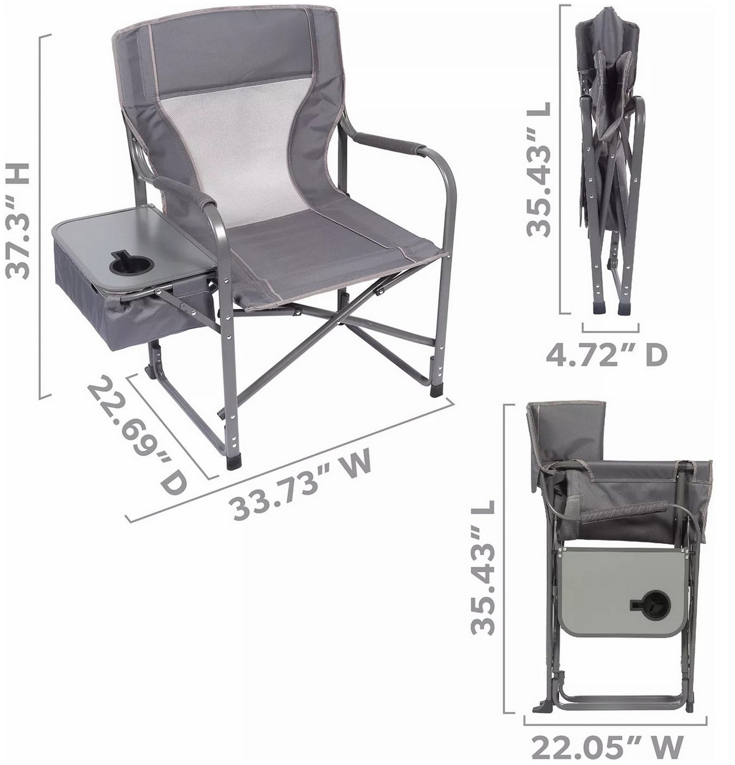 Oversized Directors Outdoor Camping Folding Chair 12 Can Cooler & Side Table