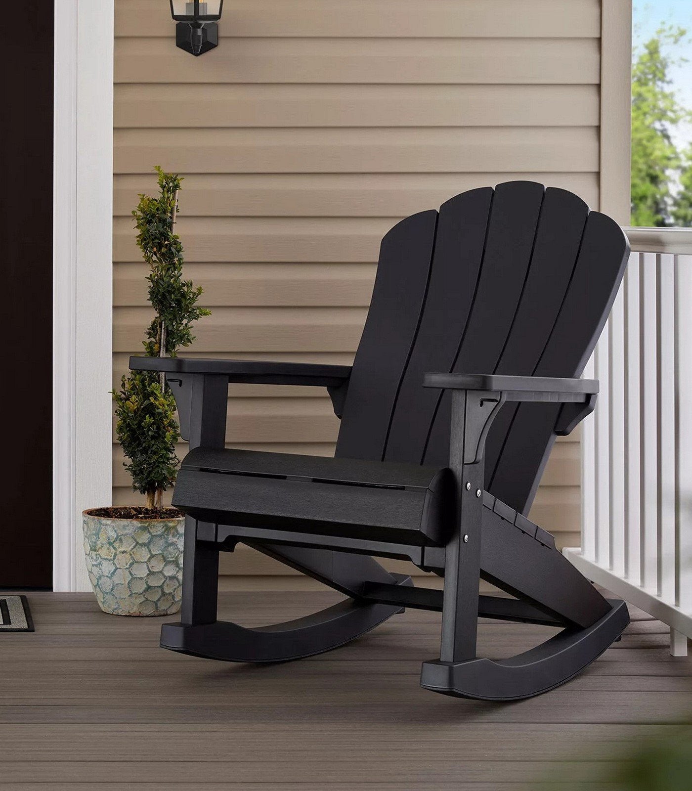 Keter Outdoor Rocking Adirondack Chair Porch Rocker Heavy Duty 350 lb Capacity