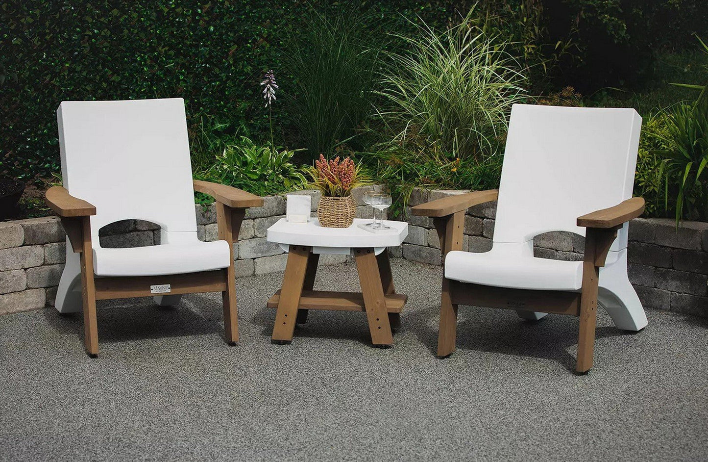 Mayne Mesa 3 pc Resin & Cedar Wood Outdoor Furniture Seating Set 2 Chairs Table