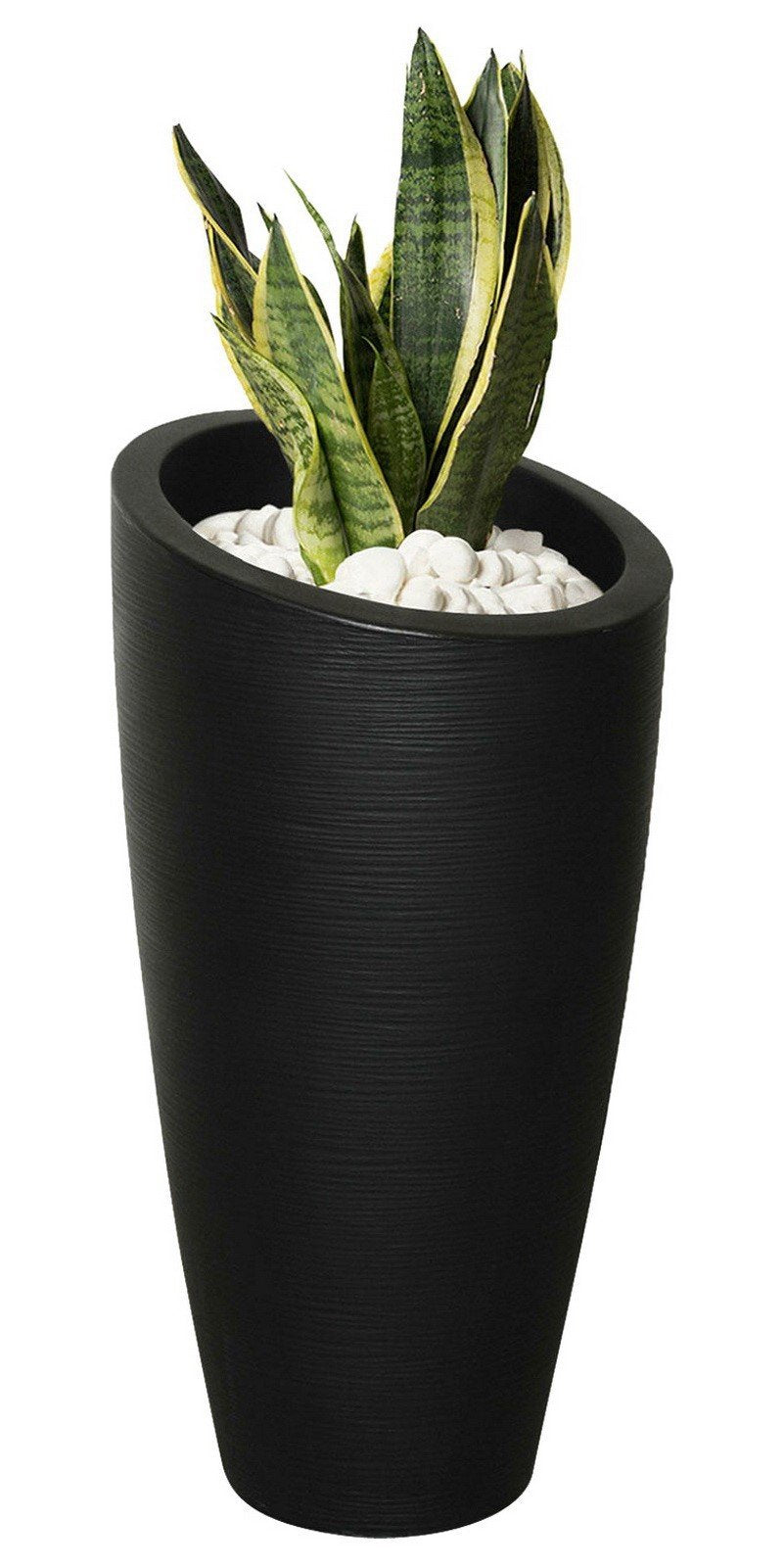 Set of Two 32" Tall Planters Flower Pot Box Indoor Outdoor Black Plastic Resin