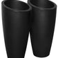 Set of Two 32" Tall Planters Flower Pot Box Indoor Outdoor Black Plastic Resin