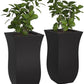 Two Tall Tulip Shaped Outdoor Planter Flower Box Black Plastic