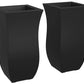 Two Tall Tulip Shaped Outdoor Planter Flower Box Black Plastic