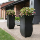 Two Tall Tulip Shaped Outdoor Planter Flower Box Black Plastic