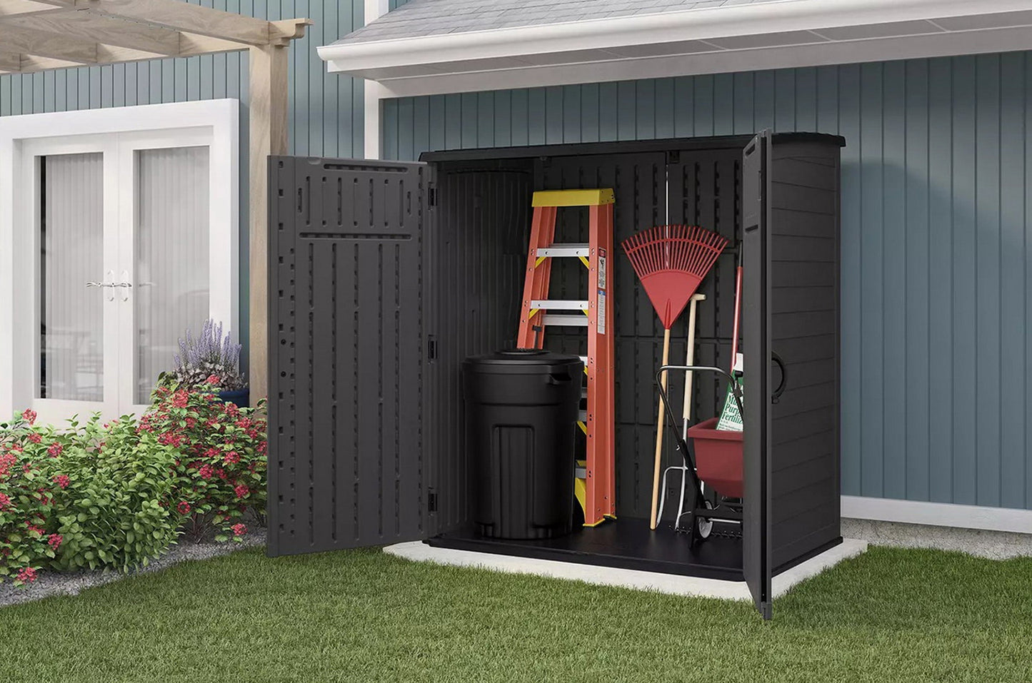 Suncast Extra Large Vertical Outdoor Storage Garden Shed 6' x 4' x 6'