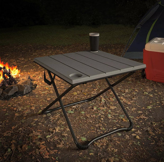 Cosco Gray 24" Steel Frame Square Resin Folding Camping Table