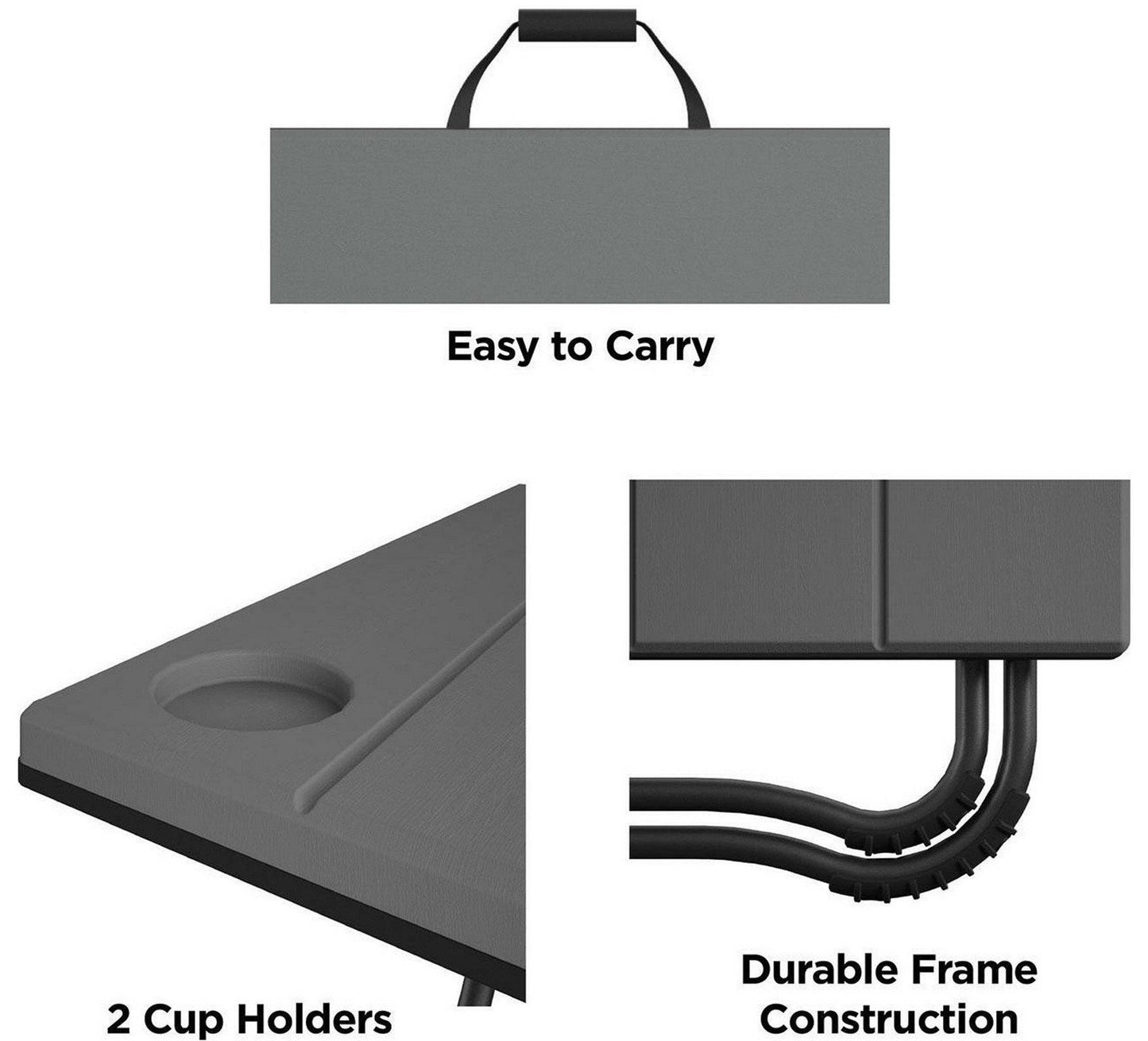 Cosco Gray 24" Steel Frame Square Resin Folding Camping Table