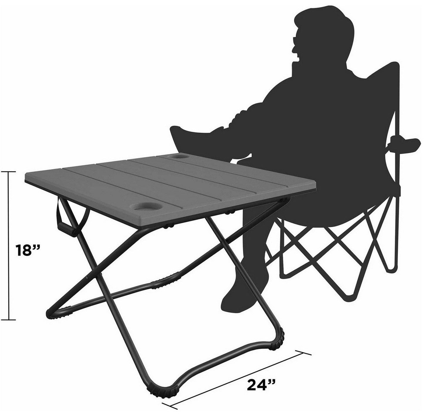 Cosco Gray 24" Steel Frame Square Resin Folding Camping Table