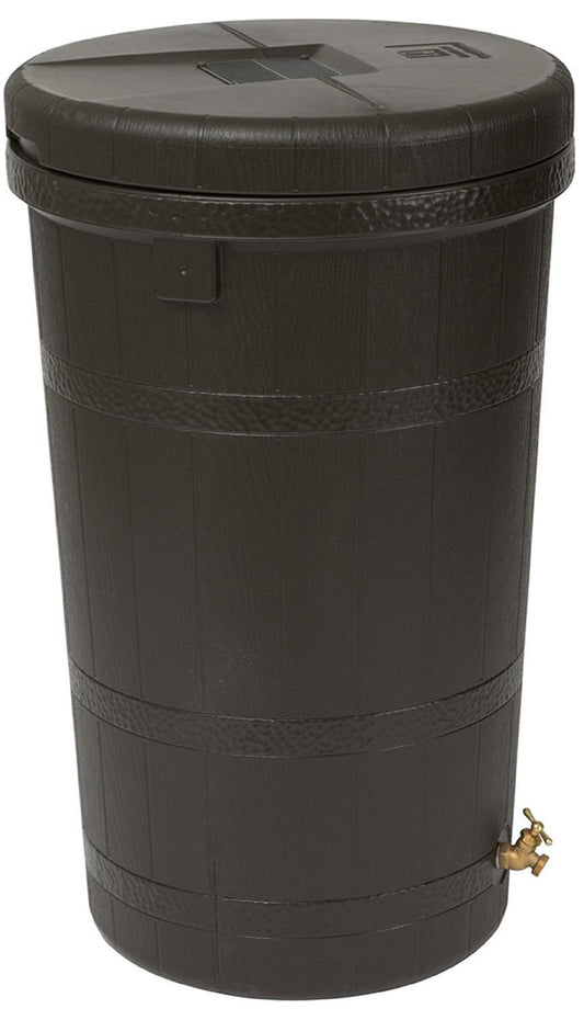 50 Gallon Rain Barrel with Brass Spigot Brown Water Storage Drum