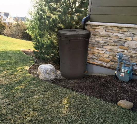 50 Gallon Rain Barrel with Brass Spigot Brown Water Storage Drum
