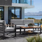 4 pc Teak Wood Outdoor Patio Seating Set Sofa 2 Chairs Cushions Coffee Table
