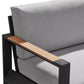 4 pc Teak Wood Outdoor Patio Seating Set Sofa 2 Chairs Cushions Coffee Table