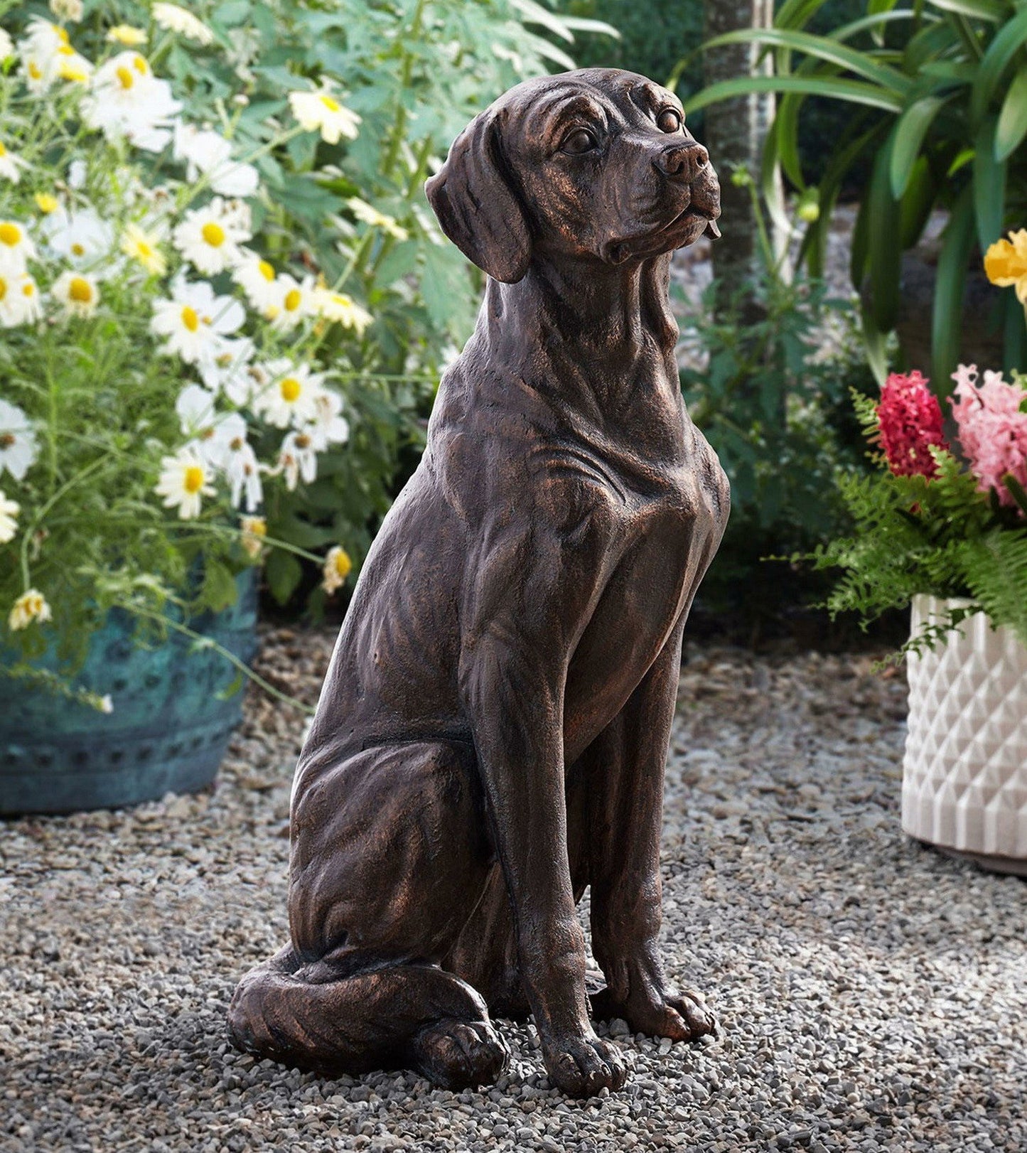 26" Tall Sitting Labrador Retriever Dog Statue Indoor Outdoor Weather Resistant