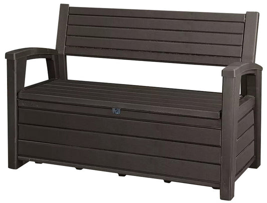 Keter Weatherproof Resin Outdoor Patio Deck Box Bench 2 Seat 60 Gallon Storage