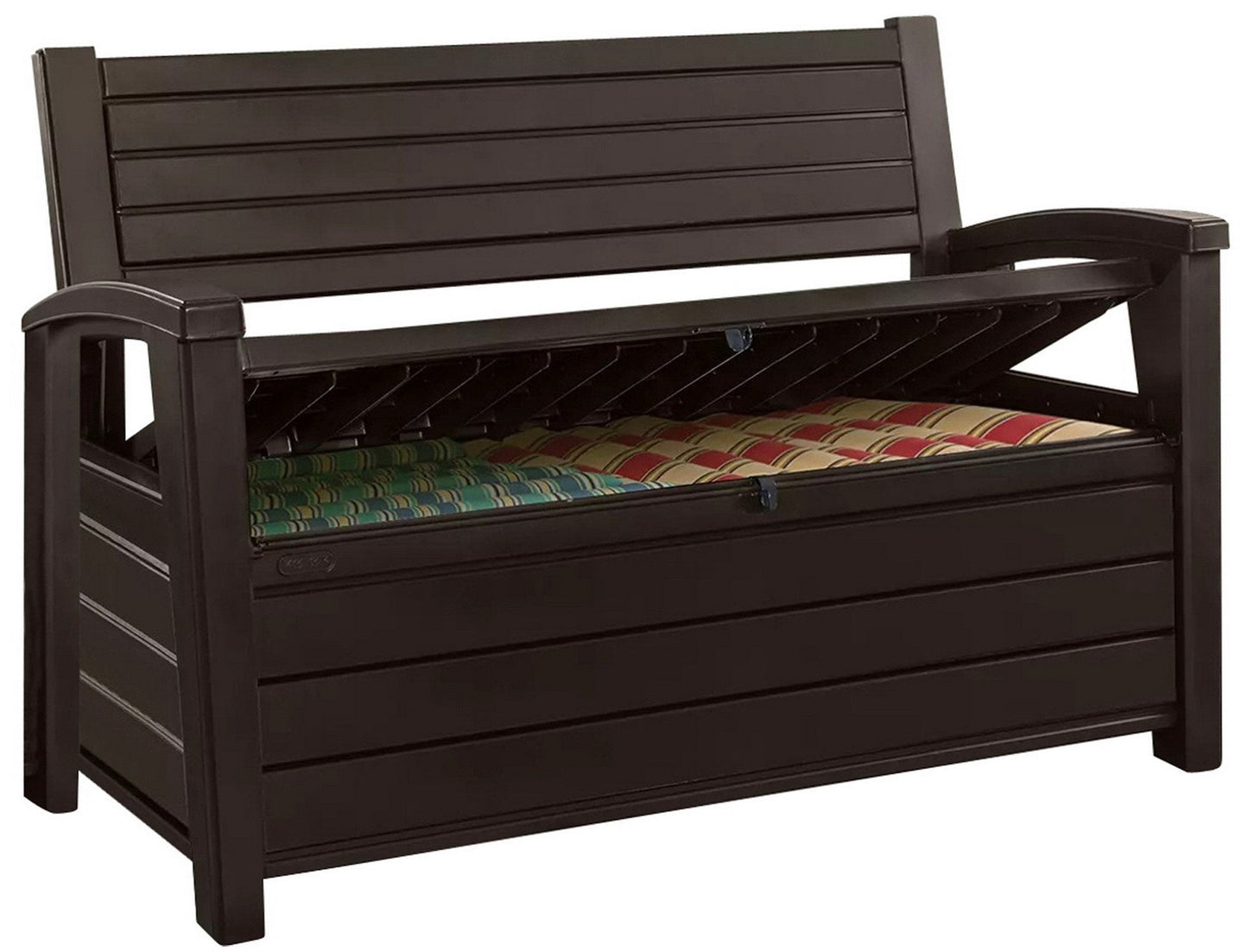 Keter Weatherproof Resin Outdoor Patio Deck Box Bench 2 Seat 60 Gallon Storage