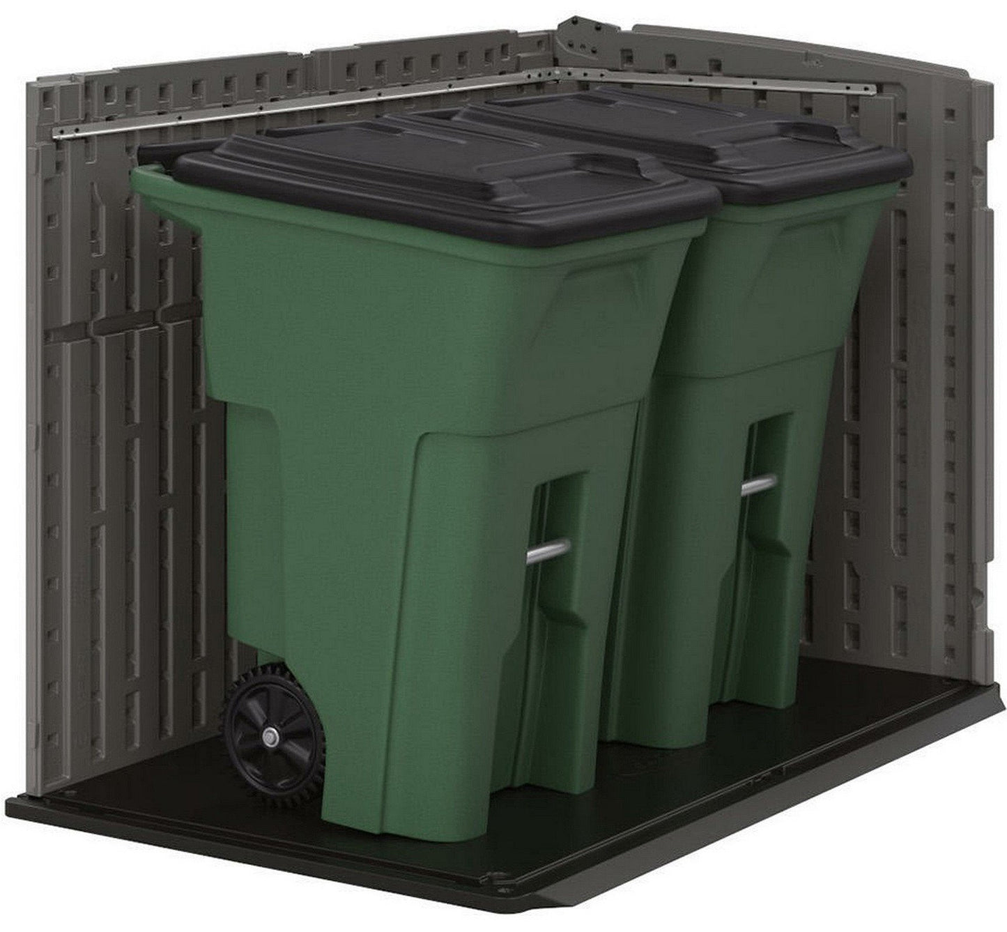 Big Outdoor Horizontal 2 Door Garden Storage Shed Box Fits 2 Trash Cans