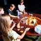 Large Charcoal Wood Grill Griddle Fire Pit 62" Round Table Lazy Susan