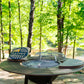 Large Charcoal Wood Grill Griddle Fire Pit 62" Round Table Lazy Susan